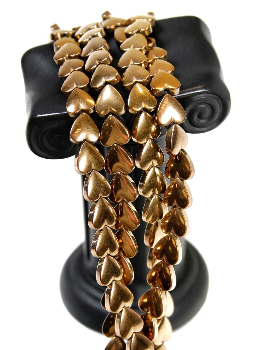 Гематин - сердечки пухлые - бронза - 8 мм (около 25 шт) — фото 1