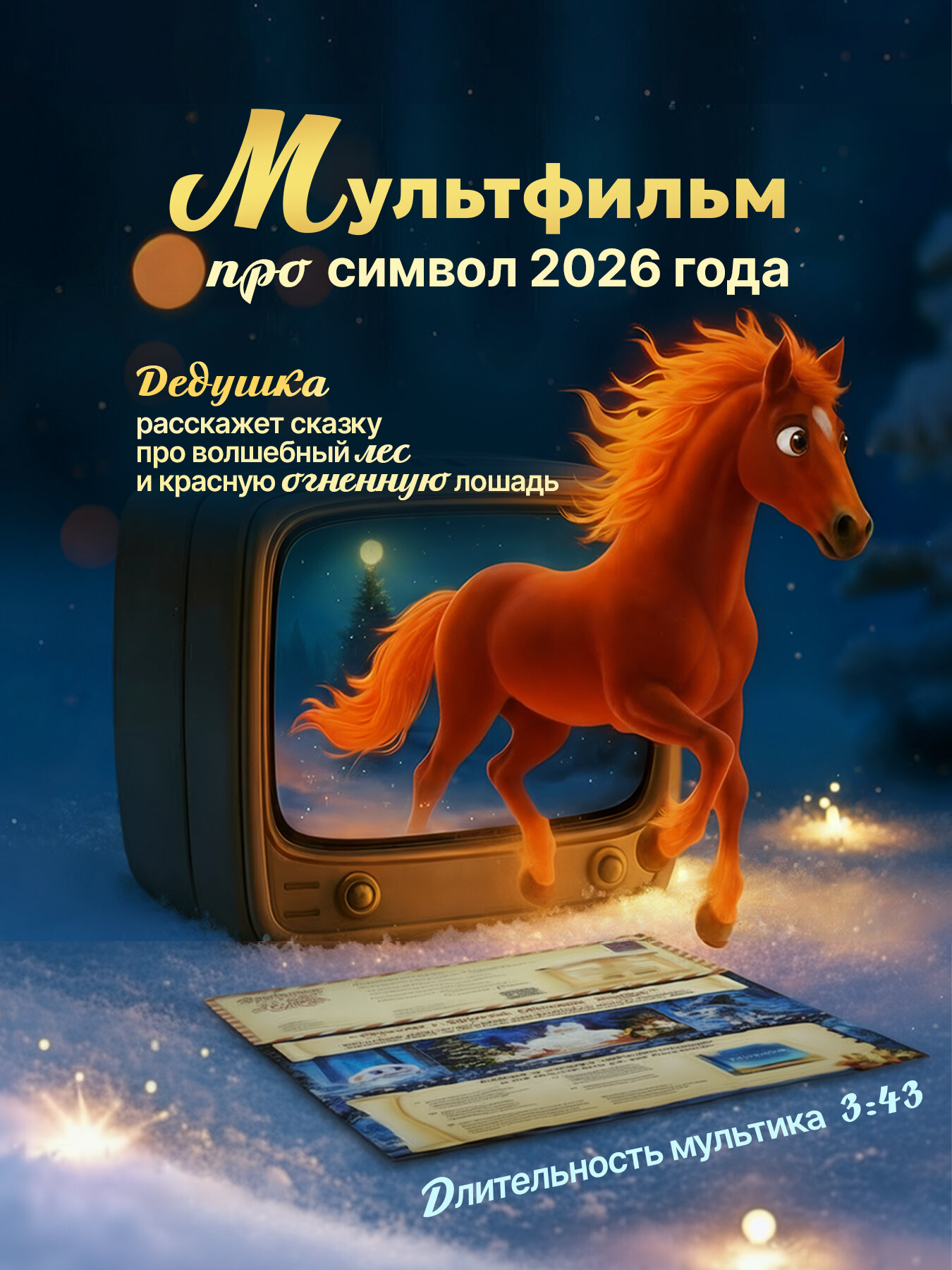 Письмо Деда Мороза новогоднее оживающее с конвертом — Волшебный подарок на Новый Год 2026 для ребенка — фото 1