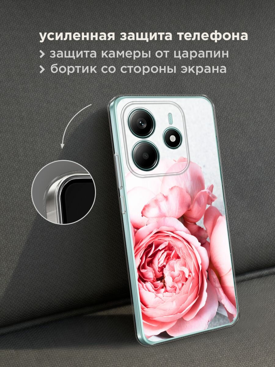 Чехол на Xiaomi Redmi Note 14 4G / Редми Нот 14 4G с принтом "Пионы на белом" — фото 1