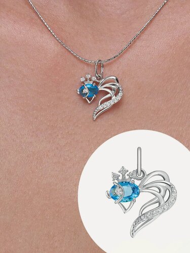 Изображение товара Подвеска, серебро, 925 проба, фианит