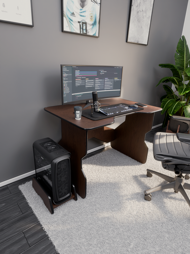 Изображение товара Игровой компьютерный стол для геймера дерево столешница черный кант и дерево ноги без полки 106х73х75