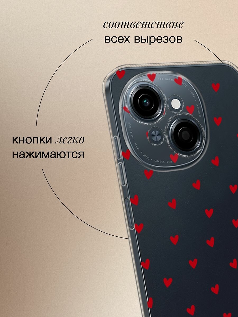 Чехол на Tecno Spark Go 1/Pop 9 / Текно Спарк Go 1/Поп 9 с принтом "Red hearts", прозрачный — фото 1