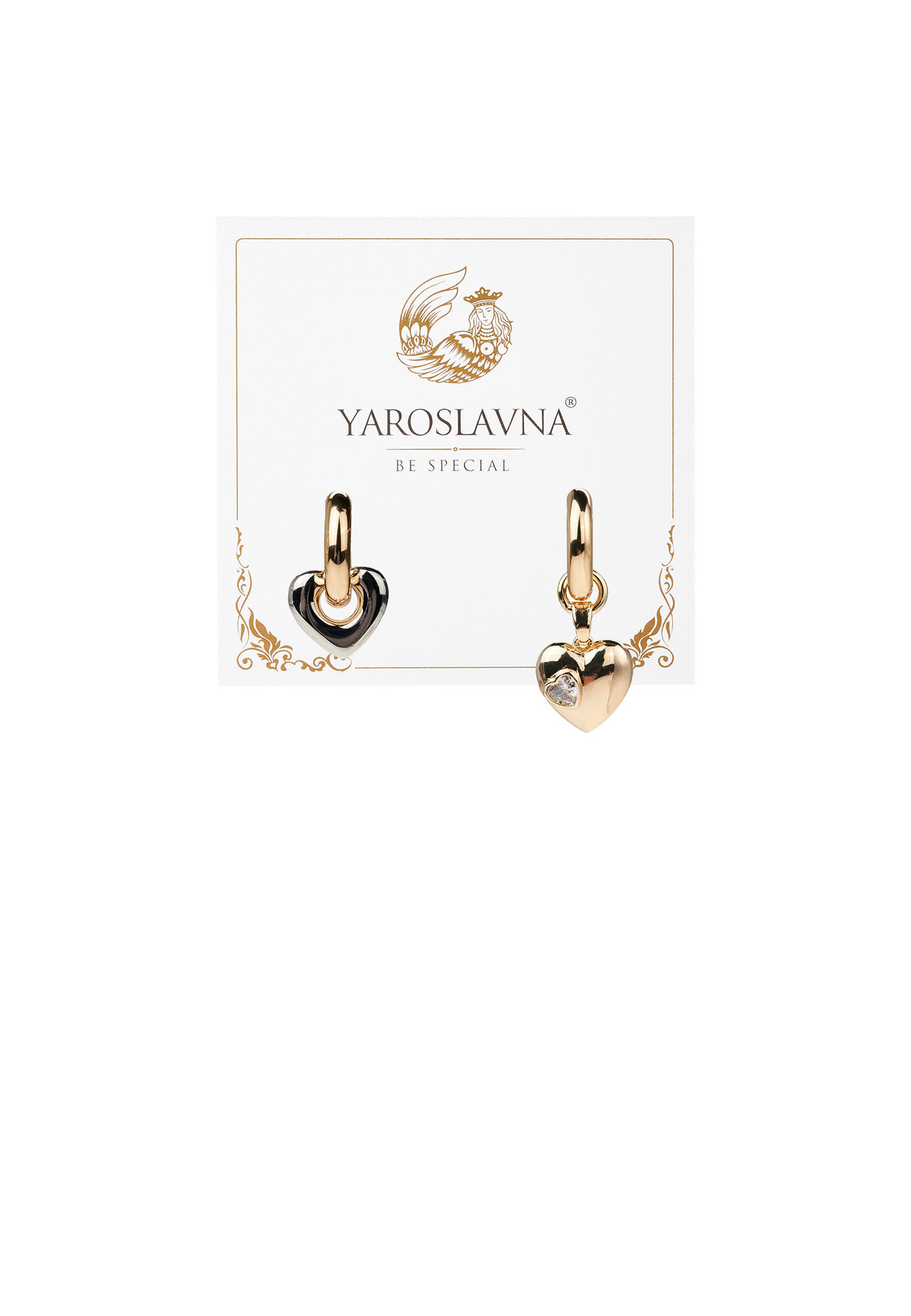 Серьги конго YAROSLAVNA, циркон, размер 30 мм, golden — фото 1