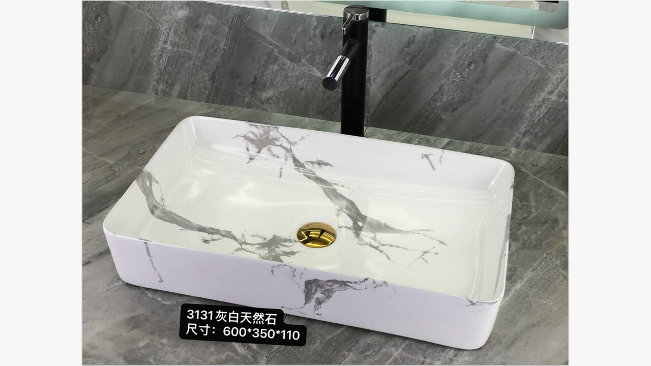 Раковина накладная OSSO 3131 NATURAL WHITE , керамическая, четыреугольная, белый, для ванной комнаты