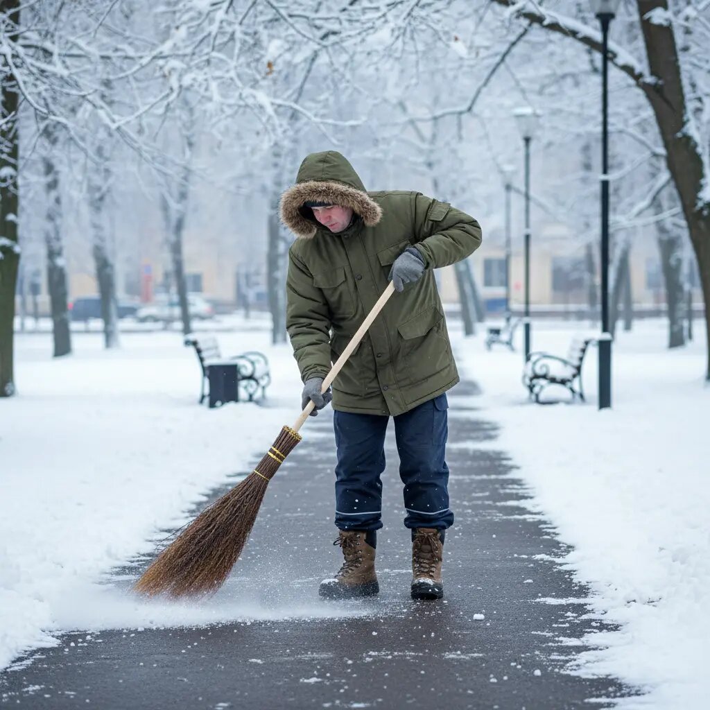 Метла уличная из веток круглая с черенком деревянным ручка 79 см