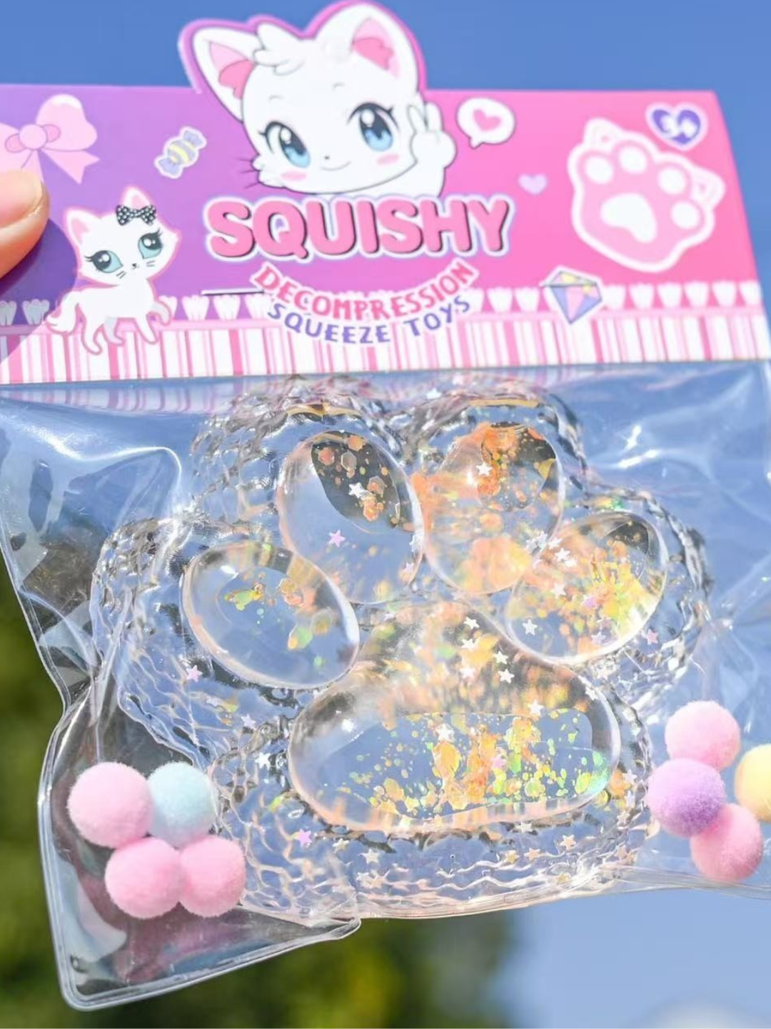 Кошачья лапка-антистресс, милый и мягкий сквиш для детей качественный цвет внутри будет разный