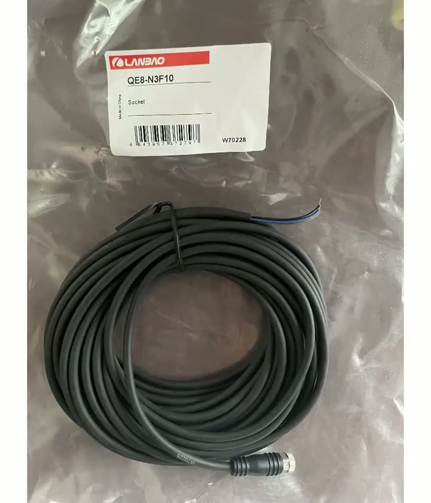 QE8-N3F10 провод 10 м с разъемом М8 (m8) 3 pin прямой. LANBAO — фото 1