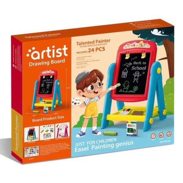 Мольберт детский двухсторонний / Доска магнитно маркерная для рисования, — фото 1