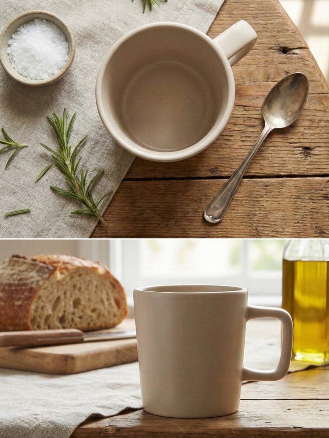 Элегантная минималистичная керамическая чашка. Стильная чашка матового бежевого цвета, часть сета