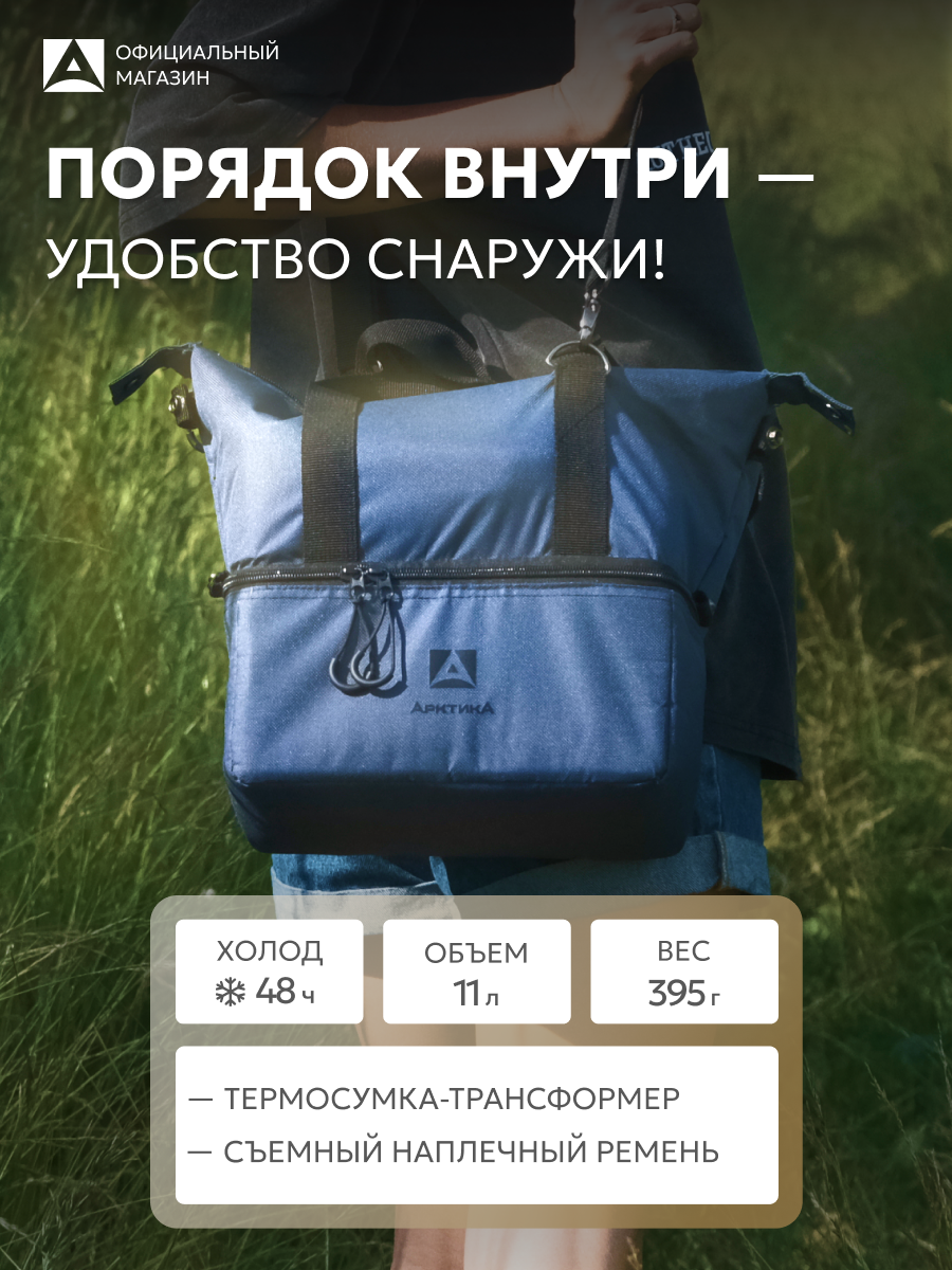 Термосумка холодильник дорожная в машину 11.5 л Арктика 3600 с двумя отделениями