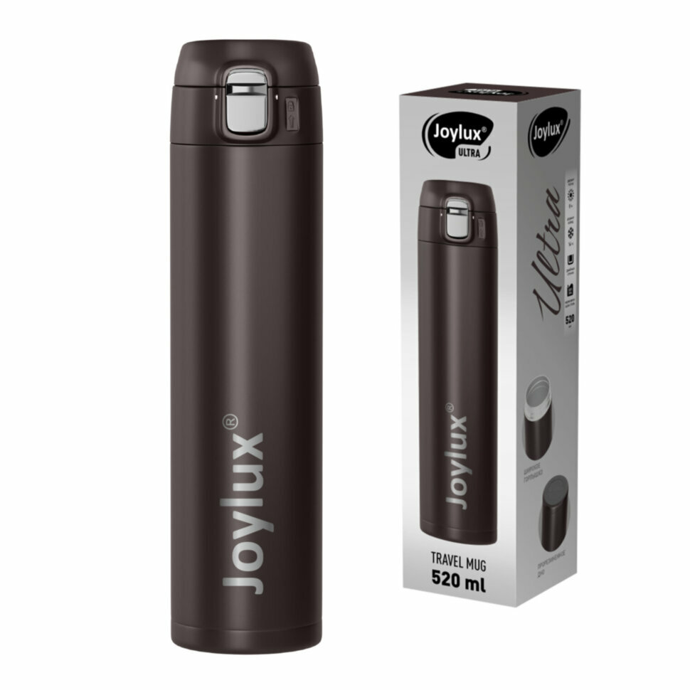 Термокружка 520 мл JOYLUX (джойлюкс) ULTRA BROWN, нержавеющая сталь SUS304, коричневый матовый, 700279, 700279