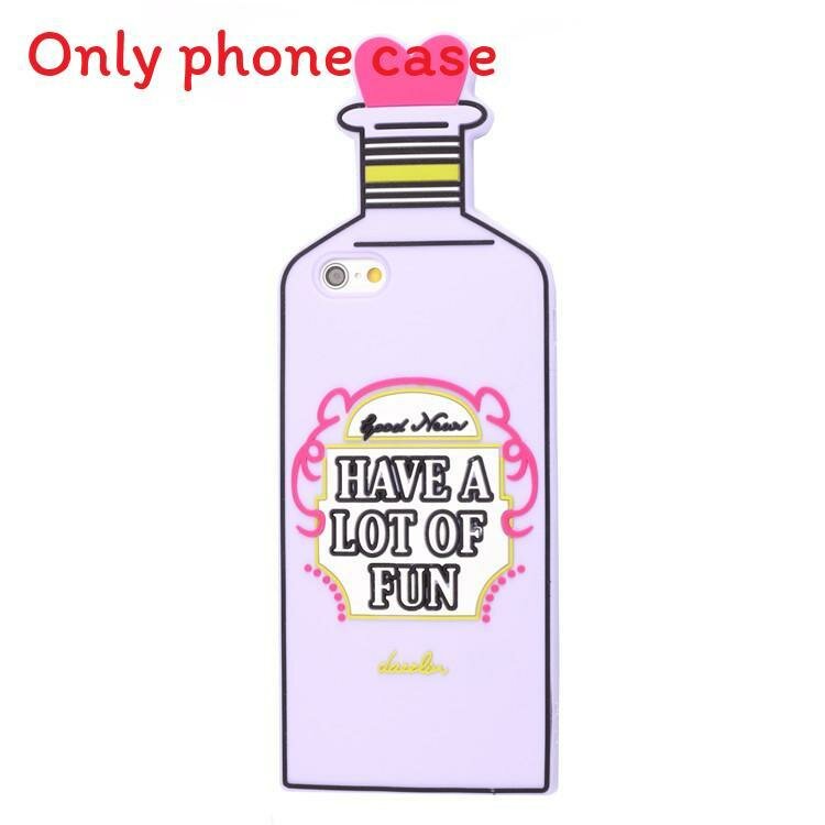 Fun cartoon silicone phone back cover for 5 to 7 plus with shockproof features for kids and teens purple bottle for iphone 6 6s