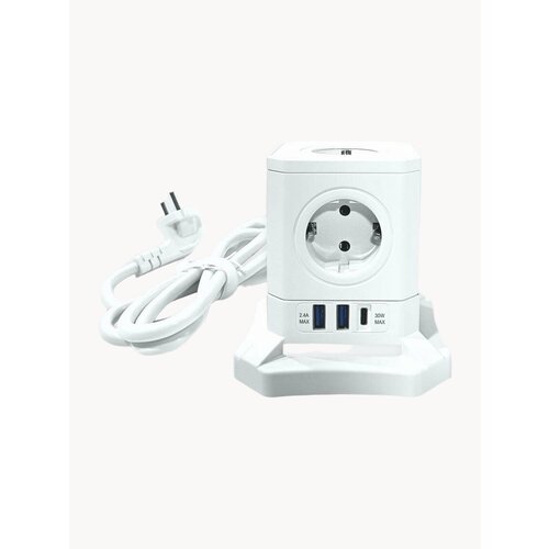 Сетевой фильтр SKYLINE USP-730 5 розеток 2 USB 1 type-C power delivery кабель 3 метра 4000 Вт 16А белый 3190₽