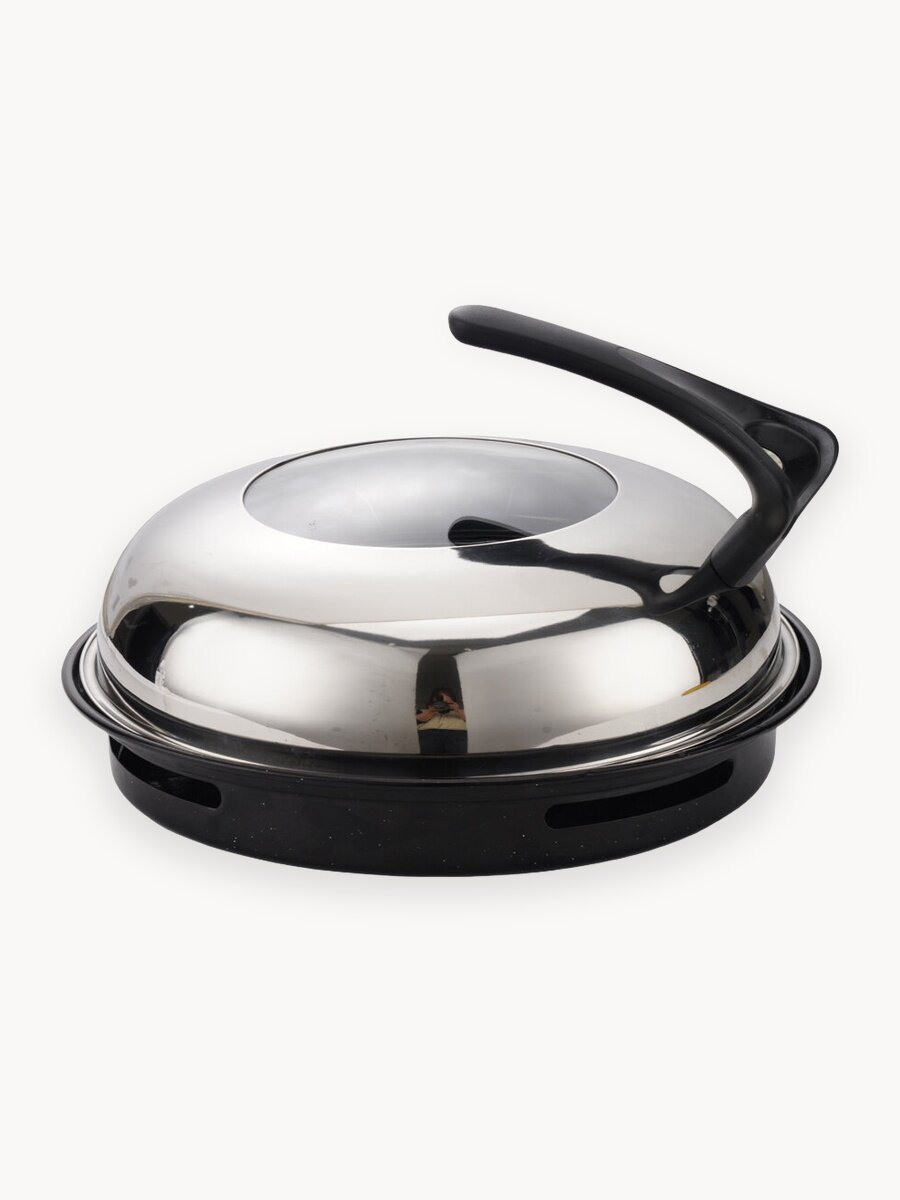 Сковорода гриль-газ Goodgrill, с крышкой со стеклом, эмалированное покрытие, 33 см