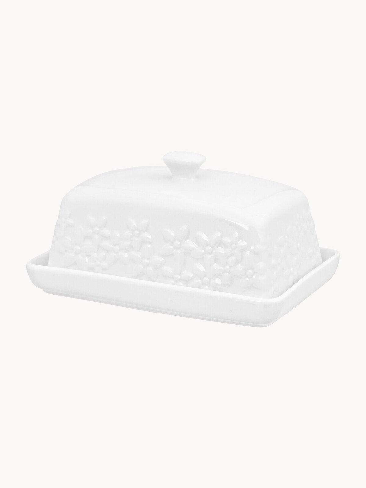 Масленка Elan gallery "Цветочки", 13,5*9*8 см, с крышкой, фарфор, Масленица