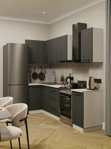 Изображение товара Модульная кухня угловая ЛДСП 1х2м графит со столешницей мебельный РАЙ У1.2