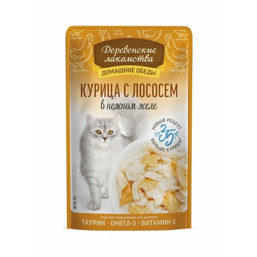 Лакомство Деревенские Лакомства "Курица с Лососем", для Вывода Шерсти, 70г