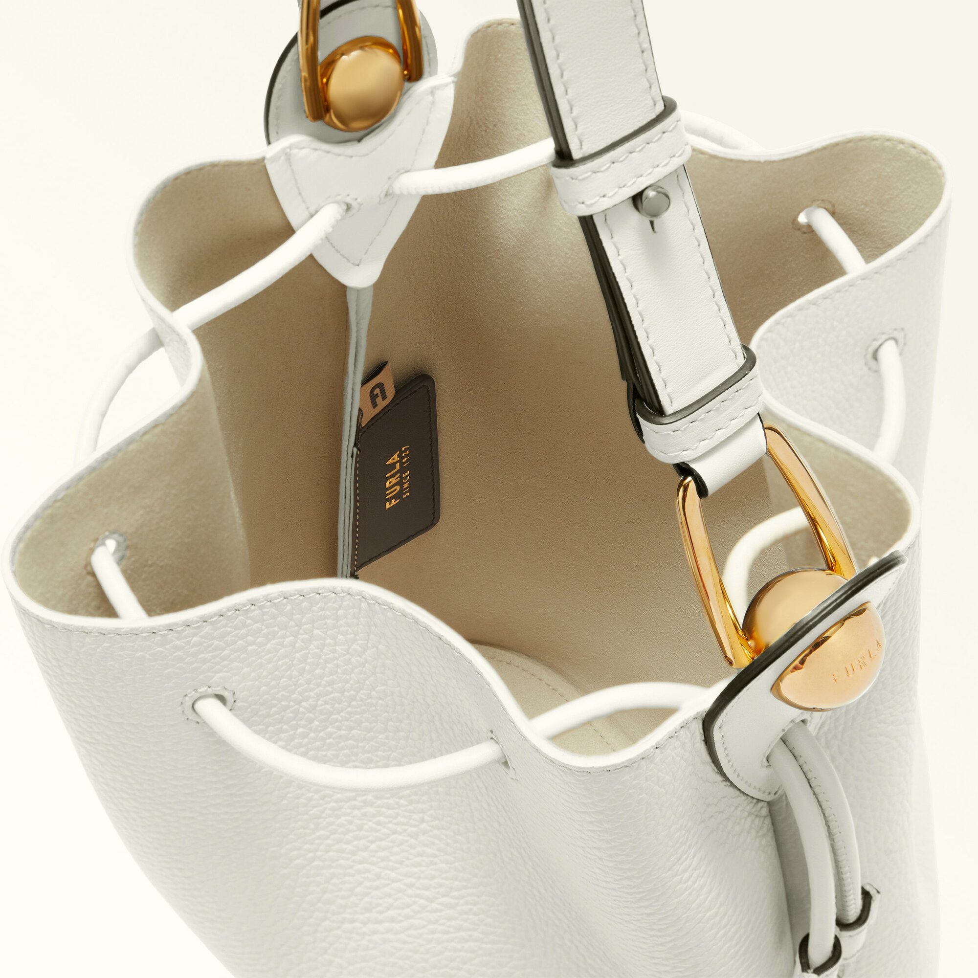 Сумка торба FURLA FURLA SFERA S BUCKET BAG, фактура зернистая, panna — фото 1