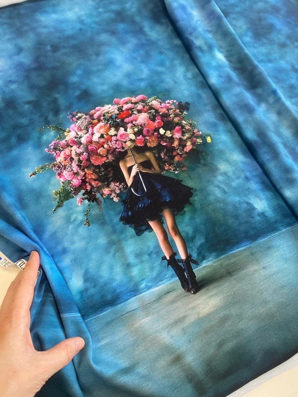 Купон Девочка с цветами , кулирка с лк, купон на футболку , качество компакт пенье