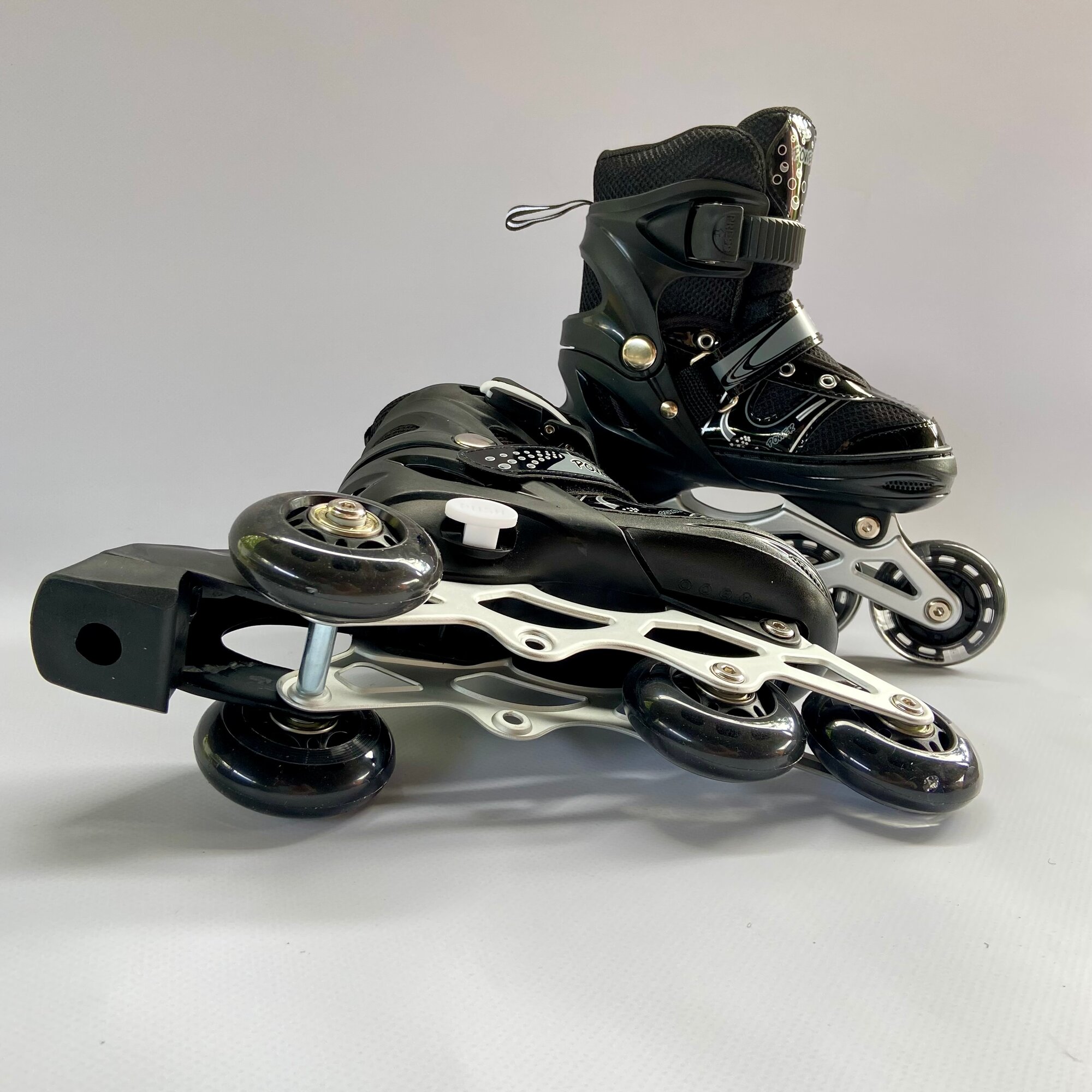 Картинки Набор ролики раздвижные + защита размер 31-34 , колеса гелевые , алюминевая рама черные