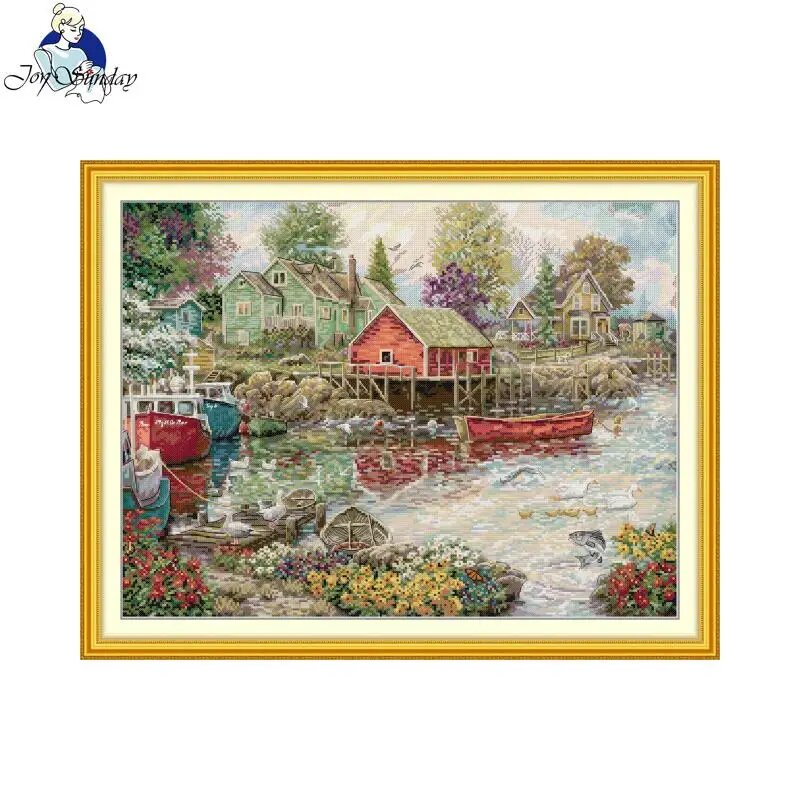 Набор для вышивки крестом Joy Sunday Colorful Bays, FA522, 14CT Not Printed