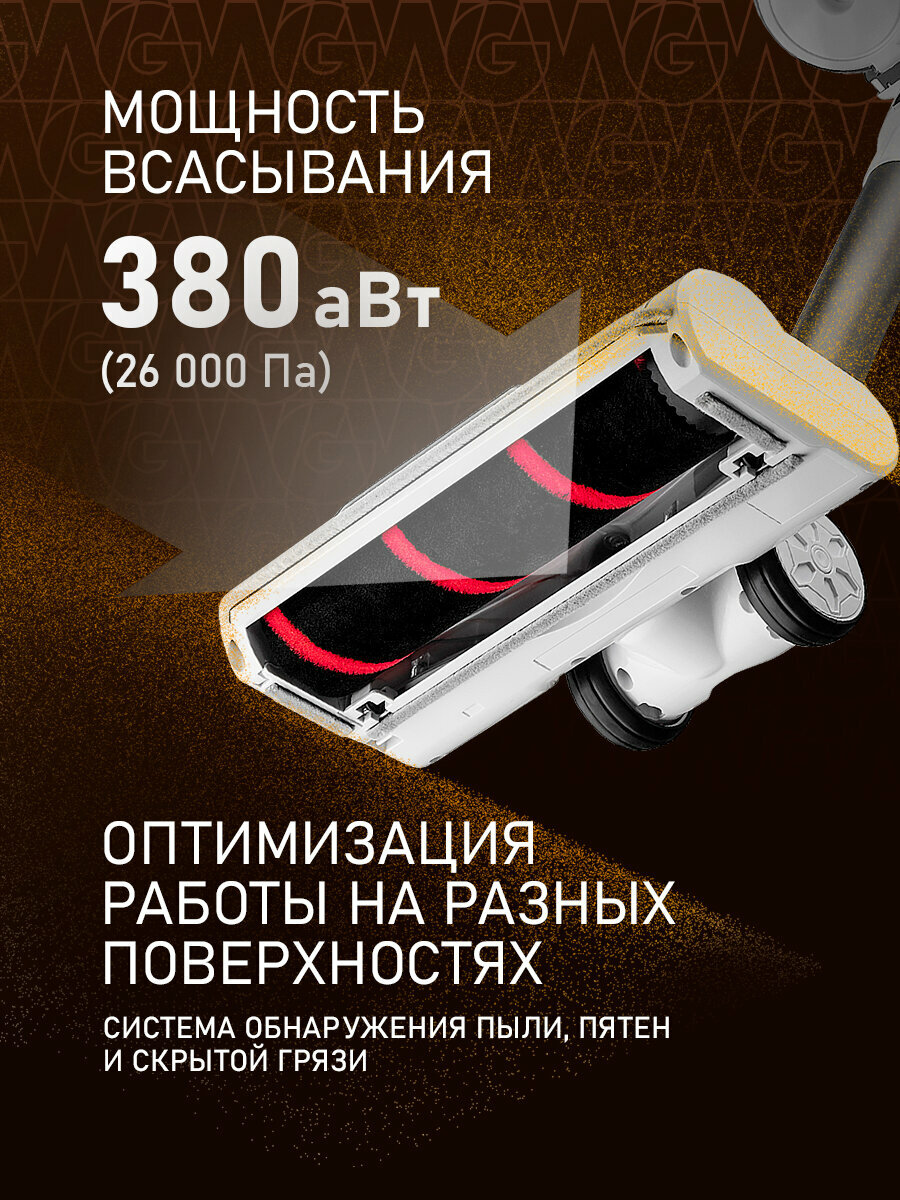 Вертикальный беспроводной пылесос сухой и влажной уборки (2 в 1) с авторежимом Weissgauff V20 BLDC Wash&Dry — фото 1