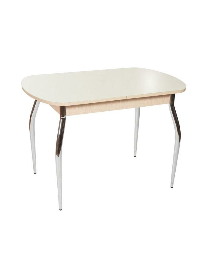 Кухонный стол Аврора М Ривьера СВ Стекло Молочное / ЛДСП Дуб выбеленный