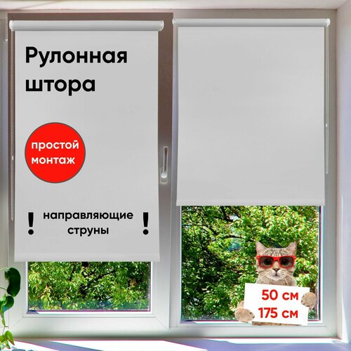 фото Рулонная штора на окна 50 х 175 см лайт светло-серый, рулонные жалюзи на окна сангард