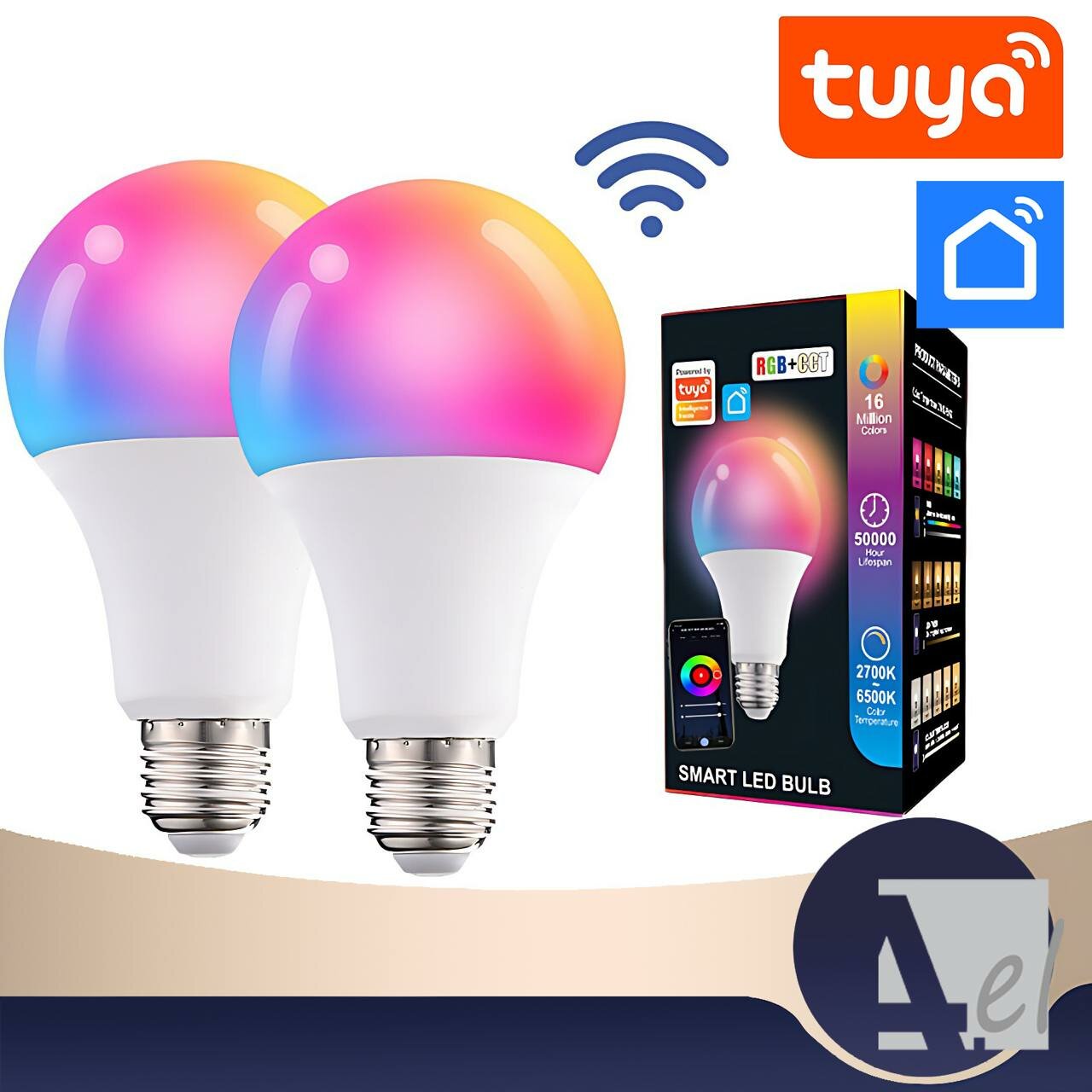 Умная WiFi лампочка 15W Е27, Tuya, Smart Life, Умный дом, совместима с Алисой — фото 1