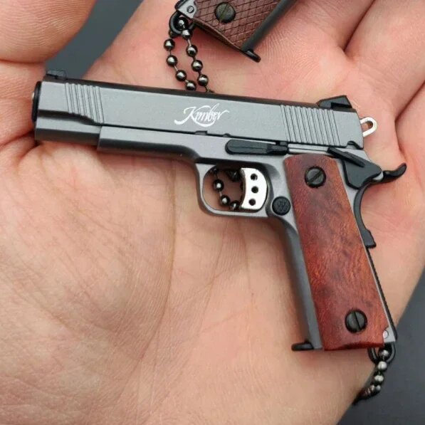 Миниатюрный металлический брелок-пистолет 1911 wooden grey