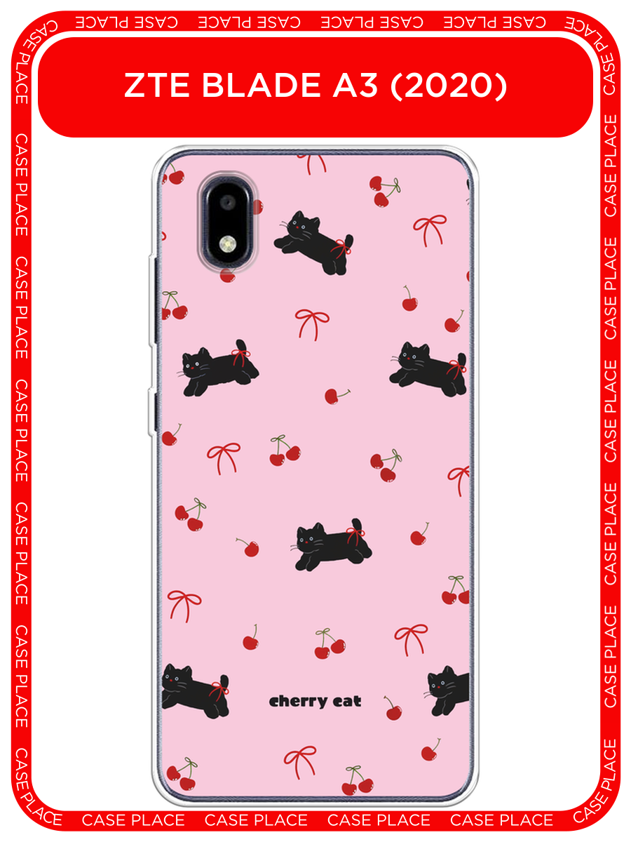 Чехол на ZTE Blade A3 (2020) / ЗТЕ Блейд А3 (2020) с принтом cherry cat