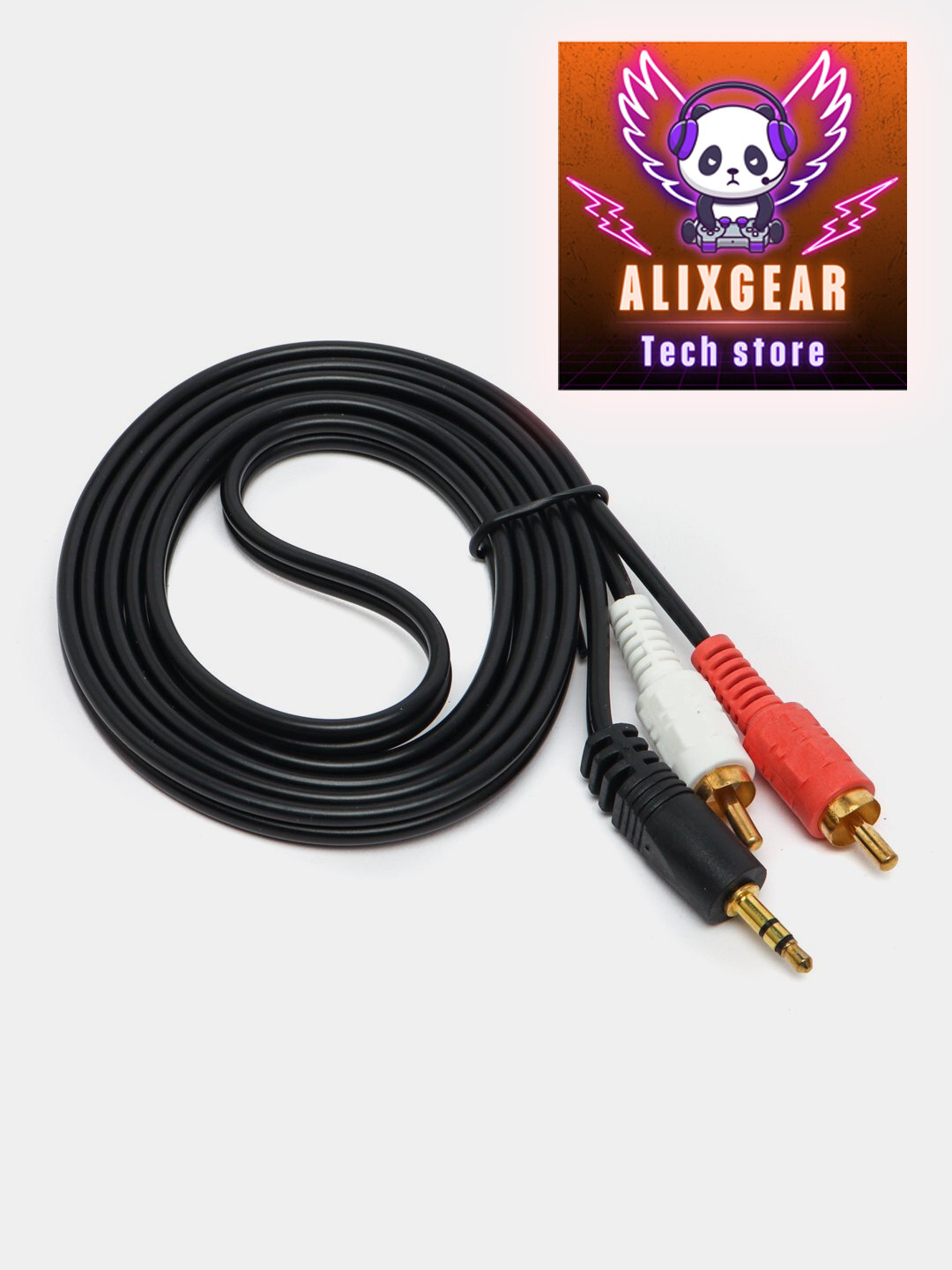 Музикальный аудио кабель AUX 1,5м, переходник на 2х RCA, стерео (3,5 мм - 2 тюльпана) — фото 1