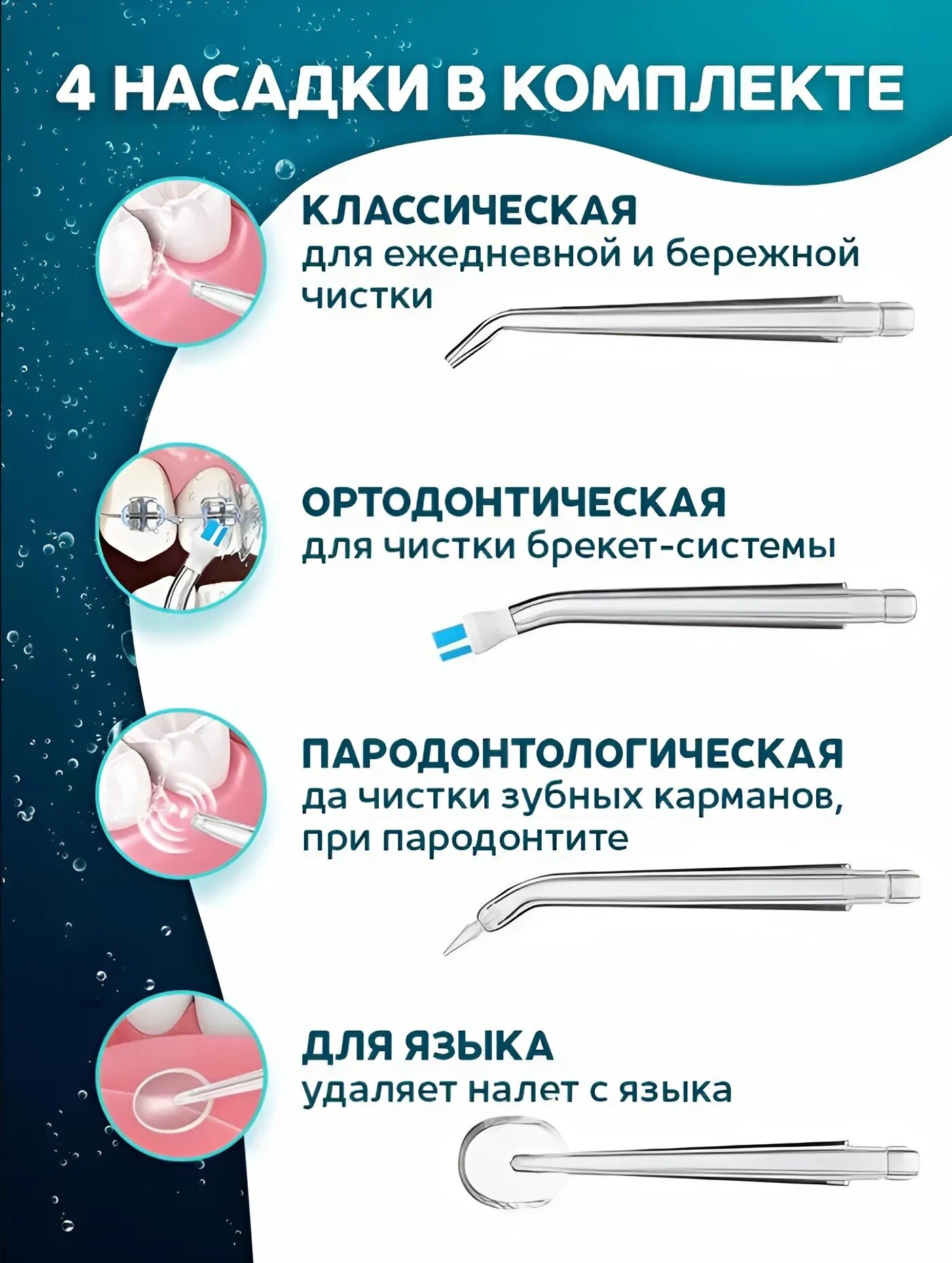 Ирригатор портативный для гигиены полости рта; 3 режима работы для чистки зубов, брекетов, виниров, протезов, белый — фото 1