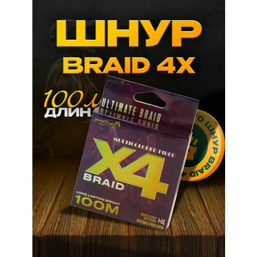 Плетеный шнур для рыбалки BRAID X4, 100 м, 0.10 мм, 8.00 кг Multicolored fiber