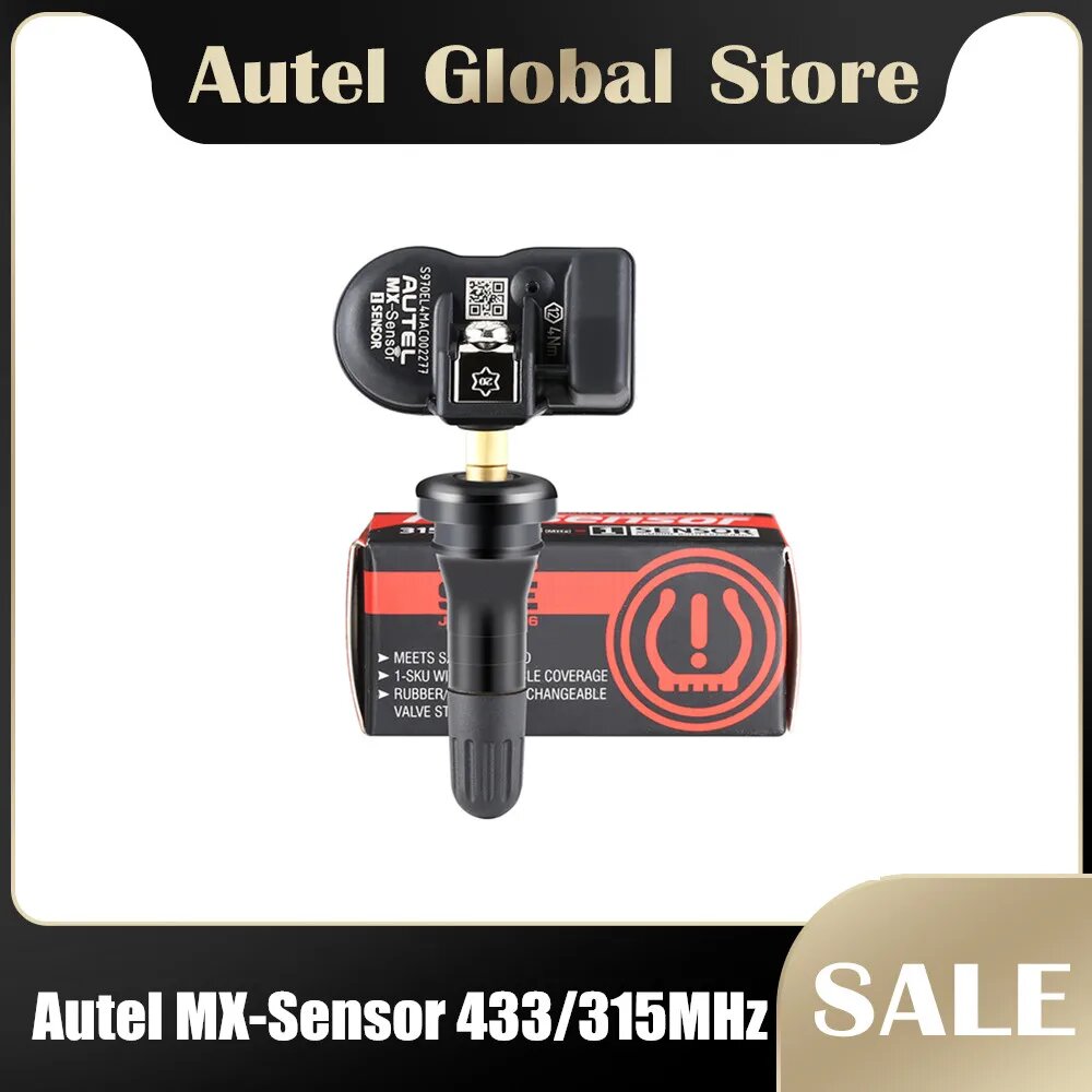 Autel MX-Sensor 315 МГц + 433 МГц 2 в 1 Универсальный программируемый резиновый датчик TPMS, 4PCS