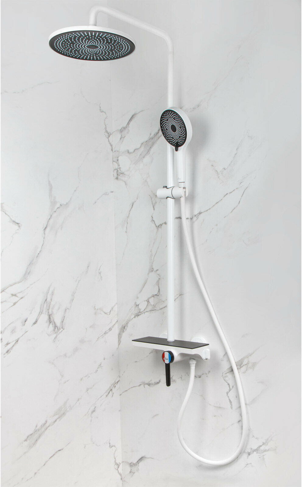 Душевая система с тропическим душем без излива D35 a-five Rose черный/белый (А5-0940)