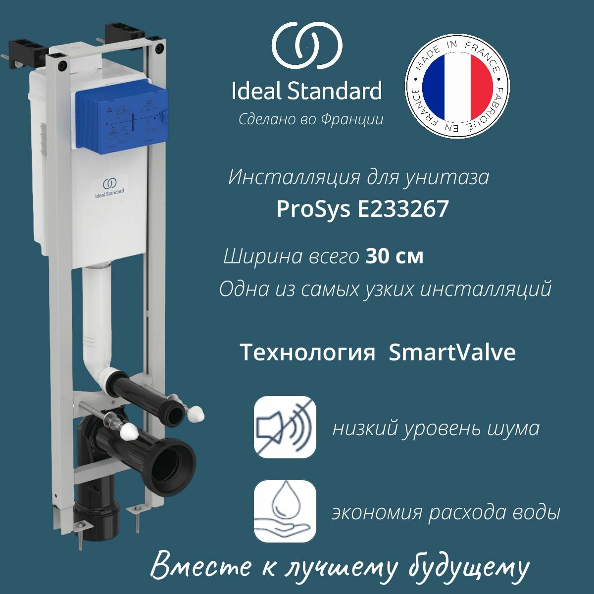 Компактная встраиваемая инсталляция для монтажа подвесных унитазов PROSYS ECO FRAME M E23326