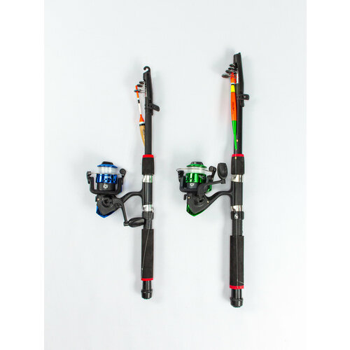 Удилище телескопическое в сборе (катушка + леска + поплавок + грузило) 1,5+2,0 метра, комплект 2 шт.