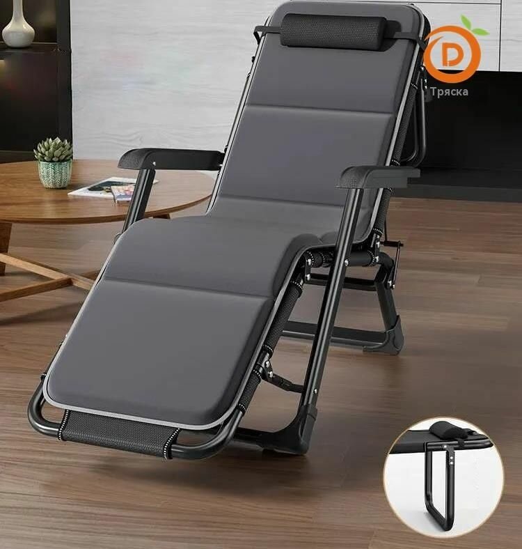 Шезлонг Coolwalk складной металл текстиль грузоподъёмность 300кг темно-серый
