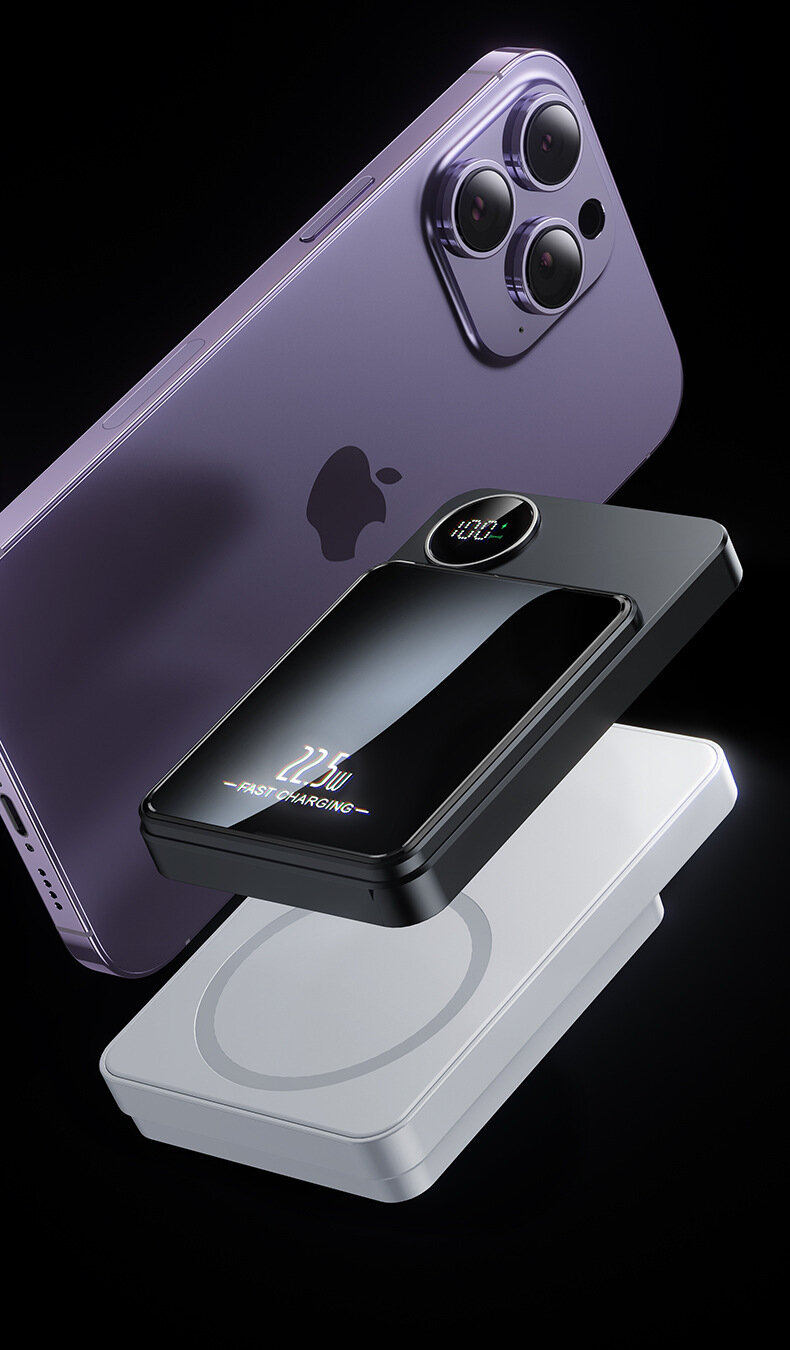 Внешний аккумулятор Kingxbar "MagSafe", для Apple, 10000мАч, 20Вт, белый — фото 1