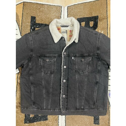 фото Куртка levi's levis sherpa denim trucker jacket vintage black, размер m, серый, темно-серый