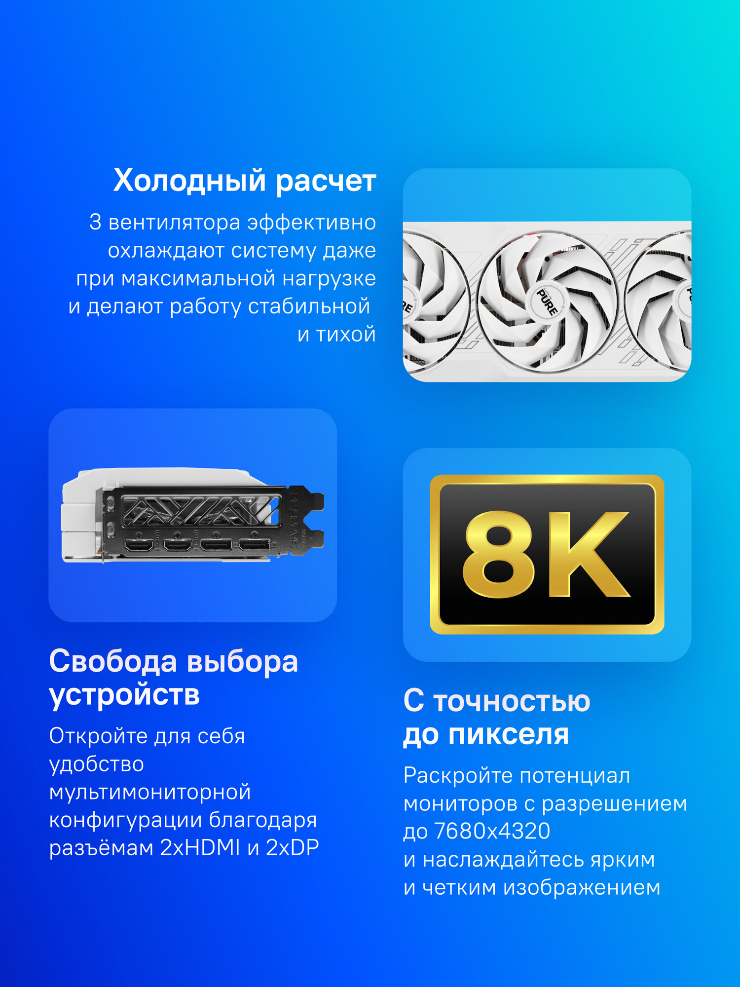 Видеокарта Sapphire PCI-E 4.0 11335-03-20G PURE RX 7700 XT GAMING OC AMD RX7700XT 12Gb 192bit GDDR6 — фото 1