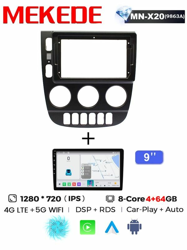 Магнитола 9" Mekede MN X20 Pro 4/64 Gb Mercedes Benz M-Class W163 2002-2005 черная carplay