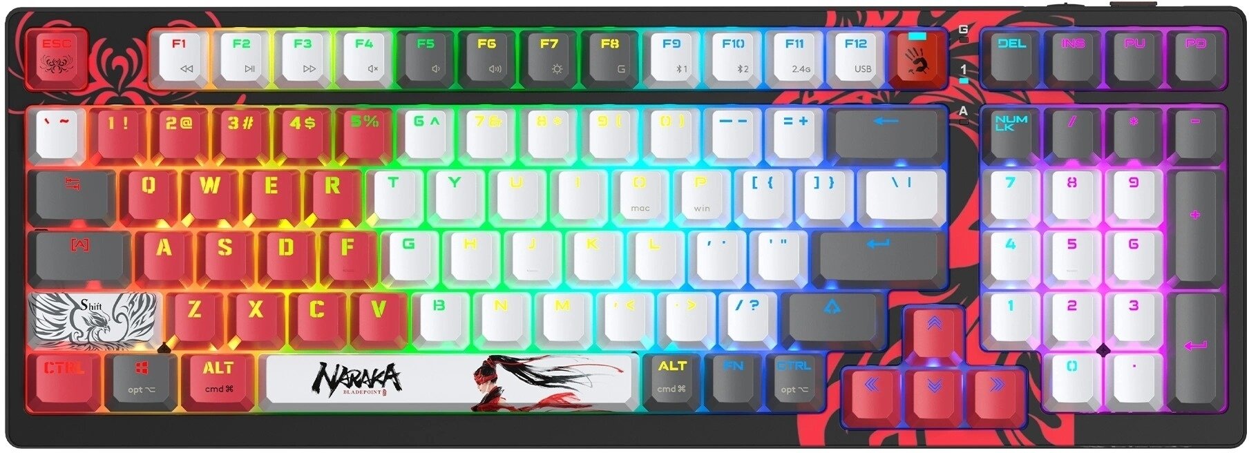 Клавиатура A4Tech Bloody WS98 Naraka механическая беспроводная USB черный/красный (WS98)