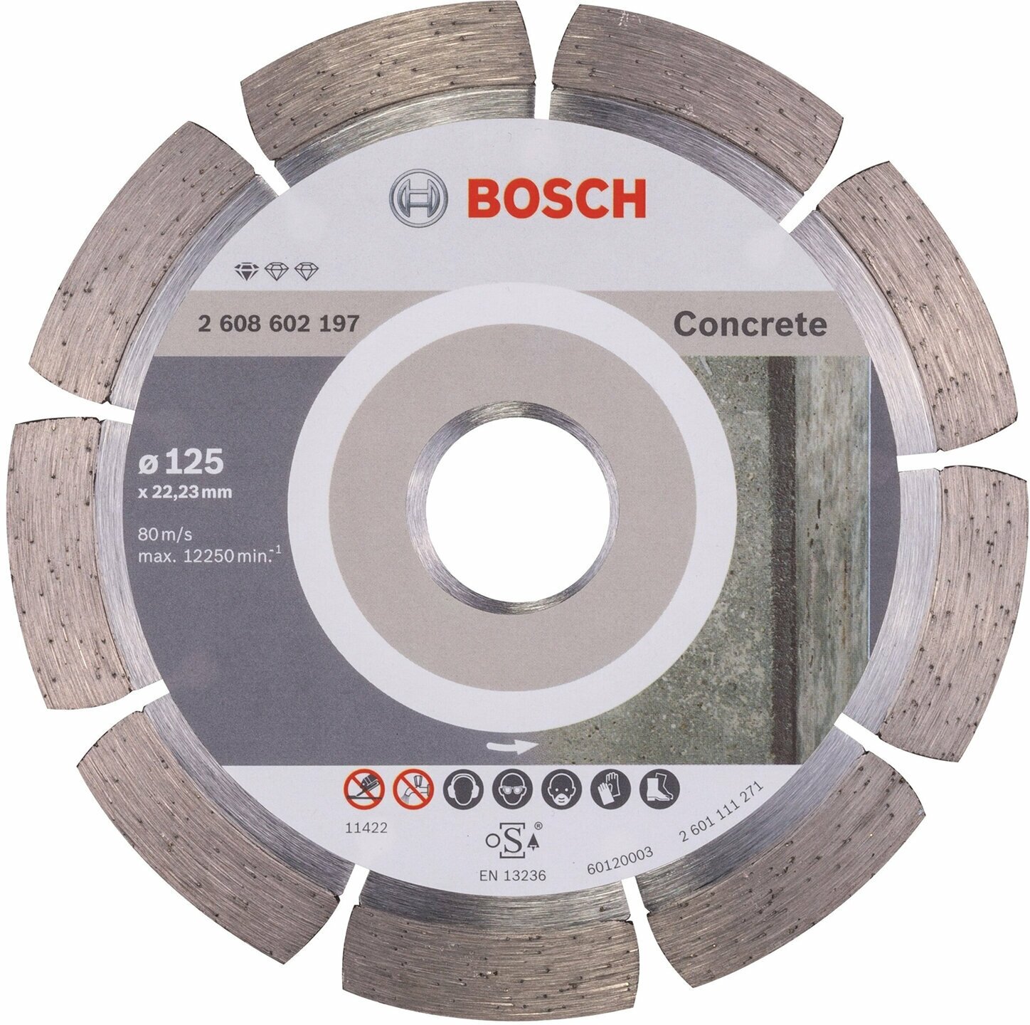 Диск алмазный сегментный 125х2223 мм толщина 16 мм сухая резка BOSCH Stf Concrete 2608602197