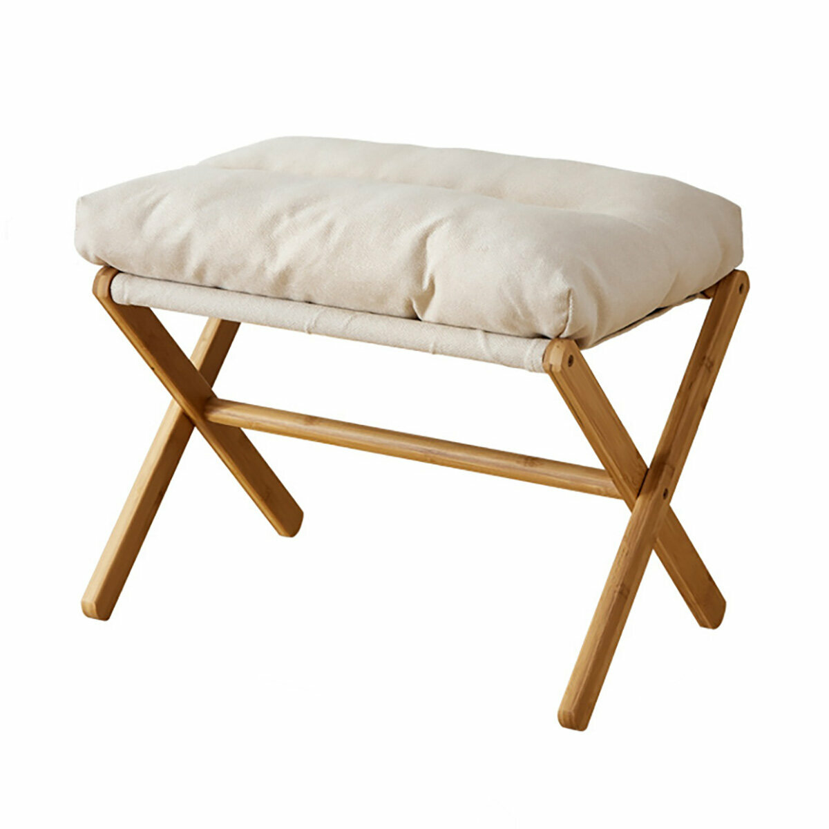 Табурет складной с мягким съемным сиденьем, прямоугольный, бежевый