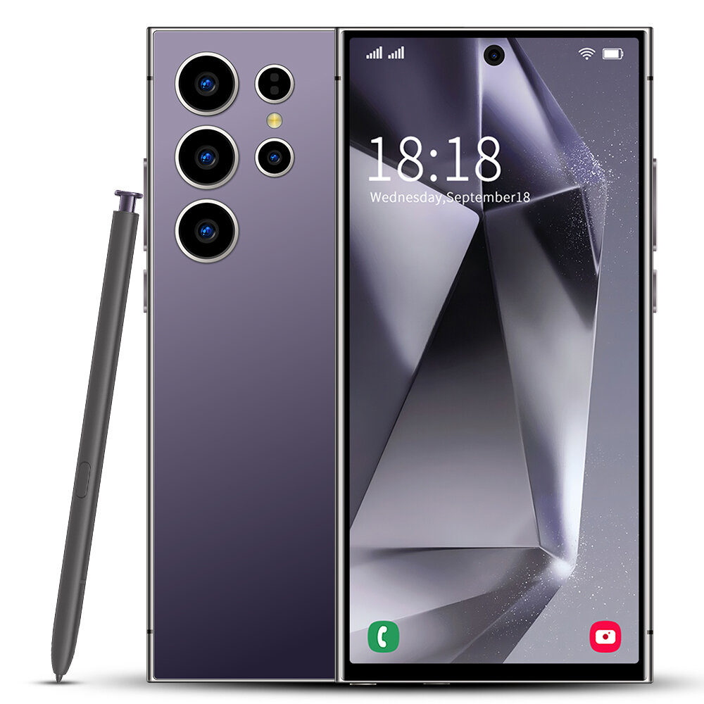 Смартфон S24 Ultra, 7.3", 1TB, Android 14, сканер отпечатка, фронтальная камера 78MP, Фиолетовый