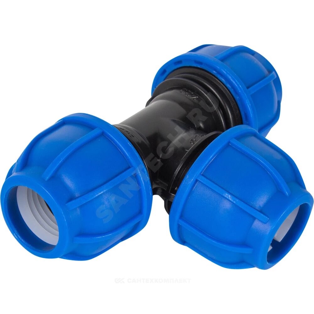 Тройник компрессионная VALFEX ПЭ Дн 20 Ру 16 черно-синий