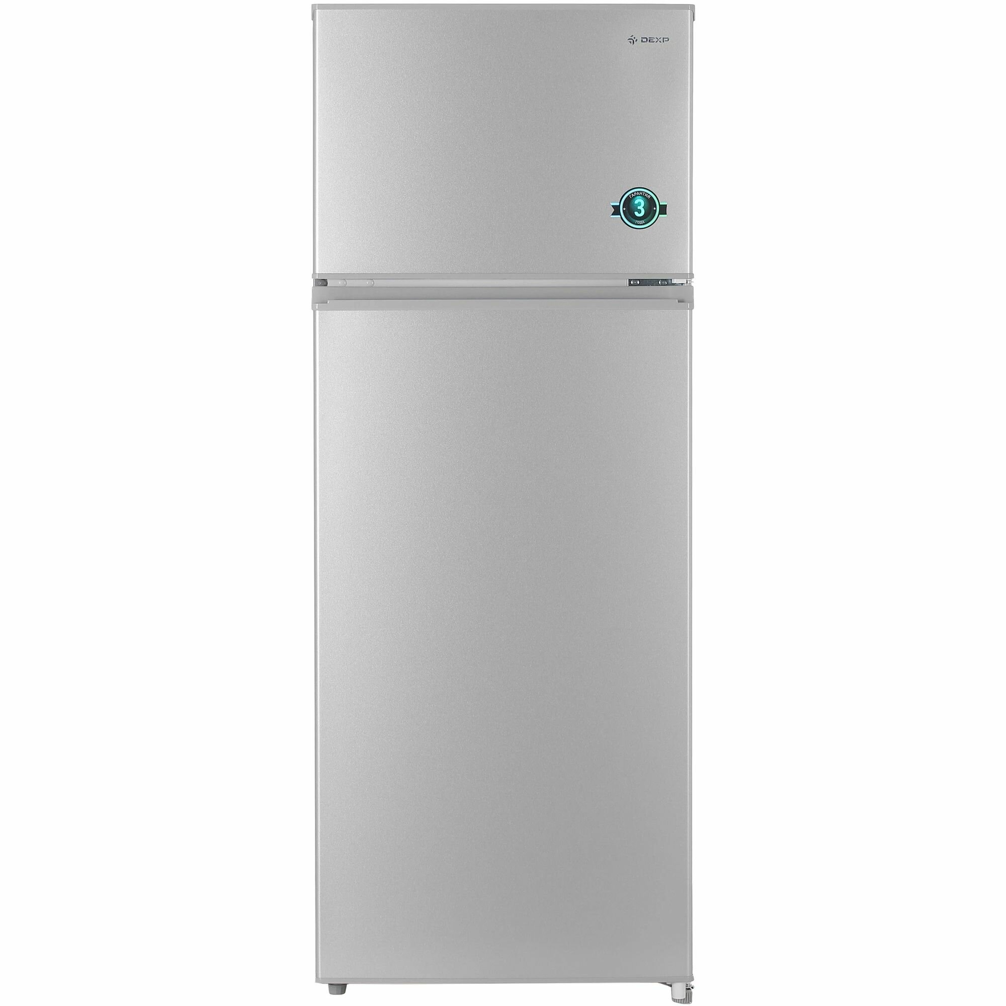 Холодильник с морозильником DEXP RF-TD210NMA/W, серебристая, капельная система, А+, 207 л