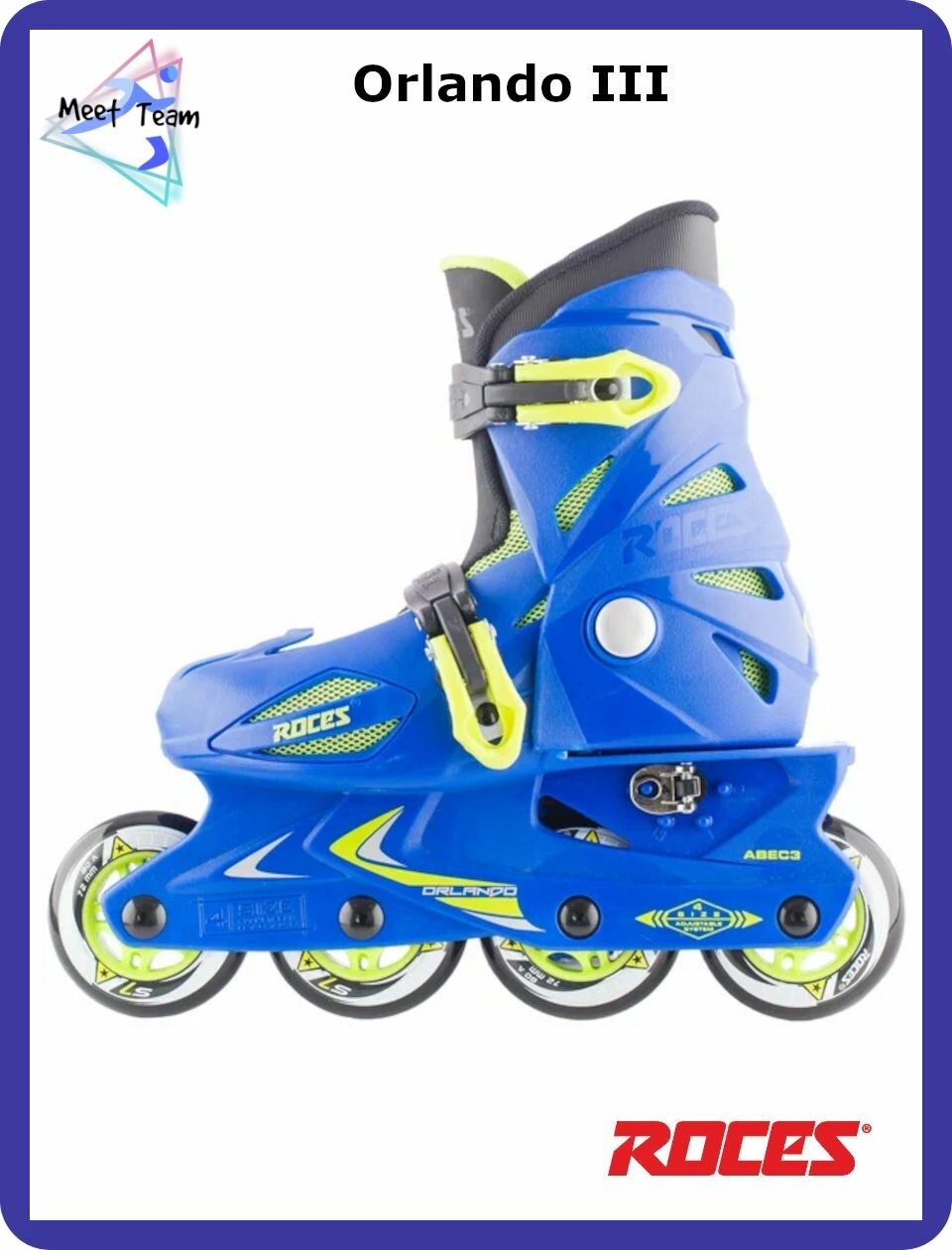 Коньки роликовые ROCES Orlando III раздвижные,30-35 / синий-лайм (BLUE-LIME)